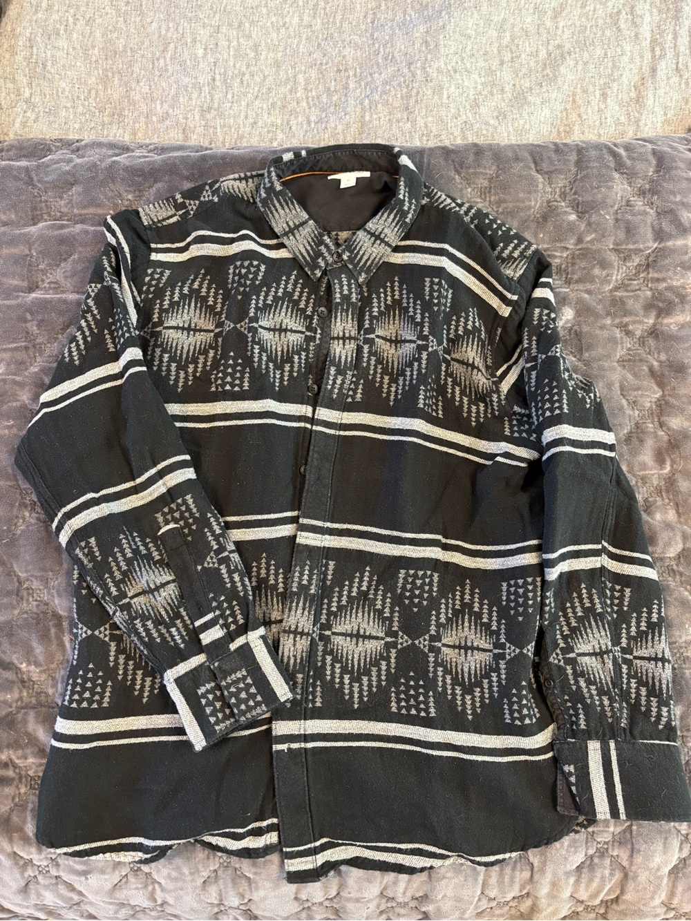 Sun + Stone Black and White Pattern Button Down